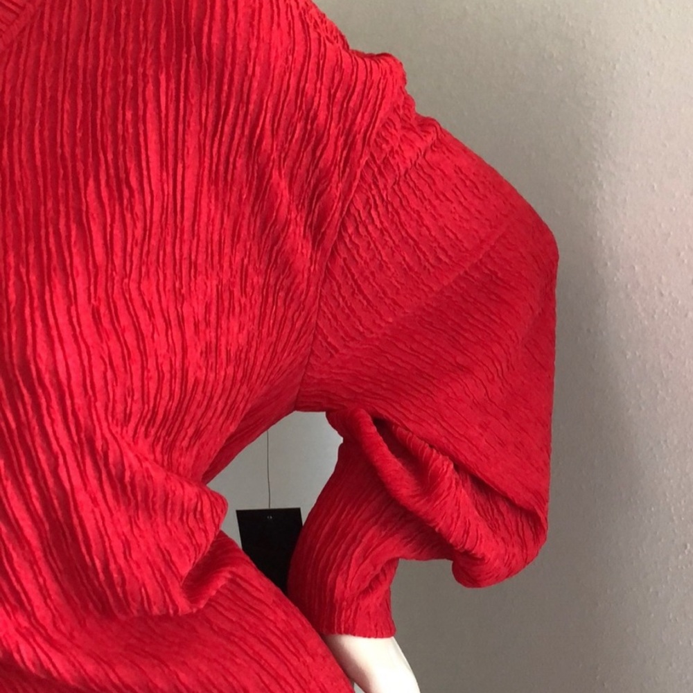 🎁🥂Host Pick🥂 New Eloquii Red Textured Fabric Long Sleeve Retro Dress - Picture 3 of 15